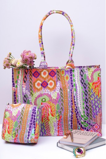 PS-BG0107  African Multi Colour Printed Canvas Tote Bag