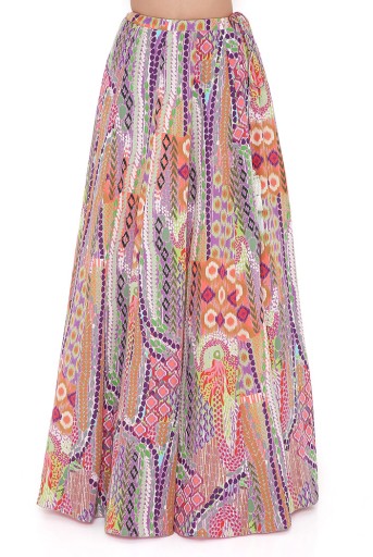 PS-LH0072-A  African Print Crepe Embroidered Drawstring Top With Lehenga