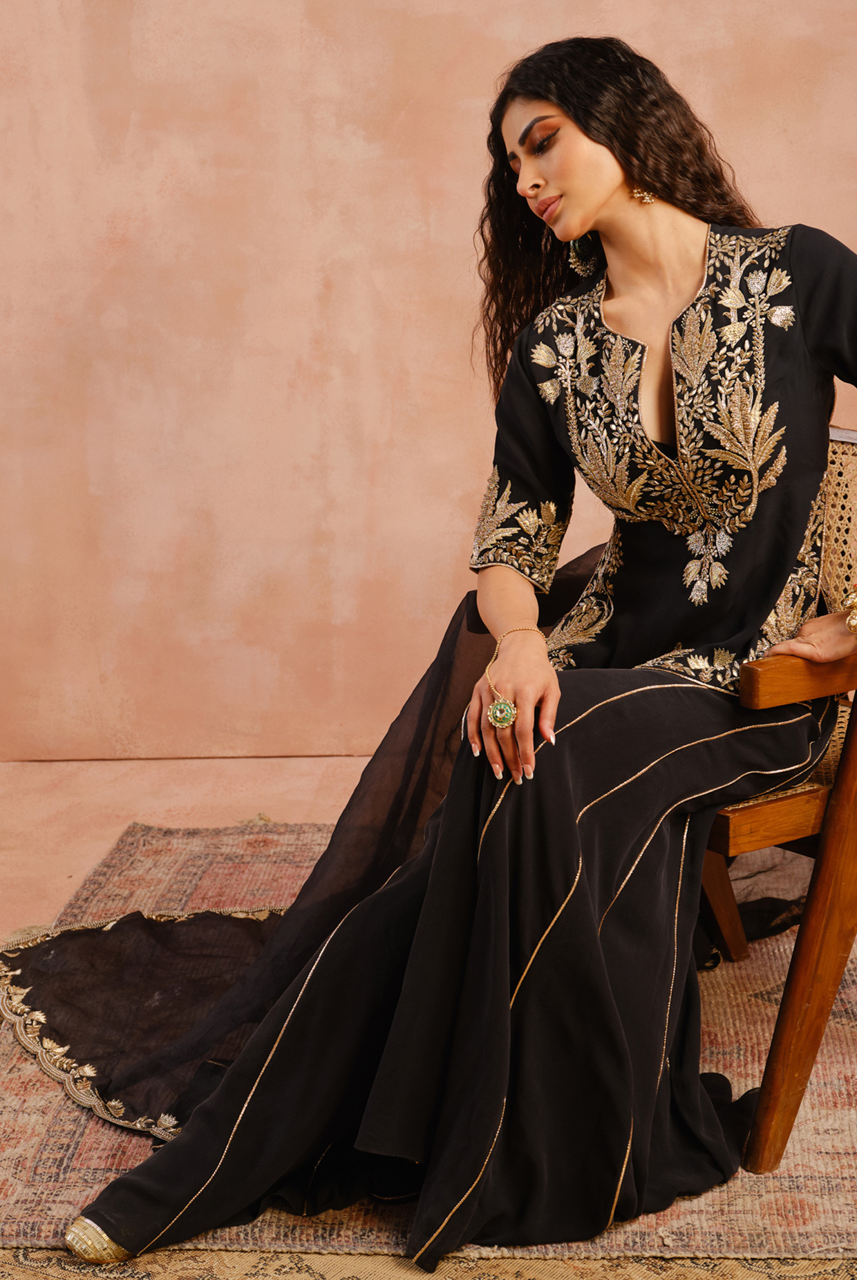 Sharara Suits : Black georgette embroidery work party wear ...