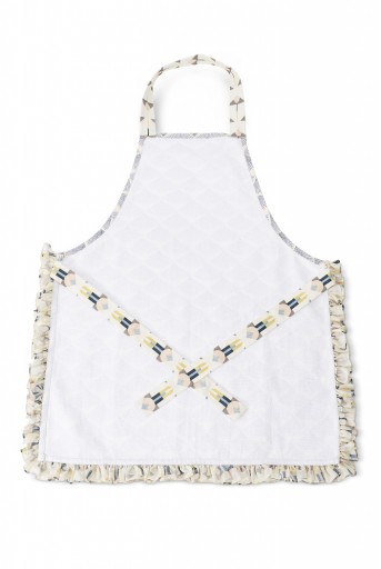 PS-AM0002  Blush and Cream Colour Printed Canvas Apron with Mittens and Pouch Set in Gift Box