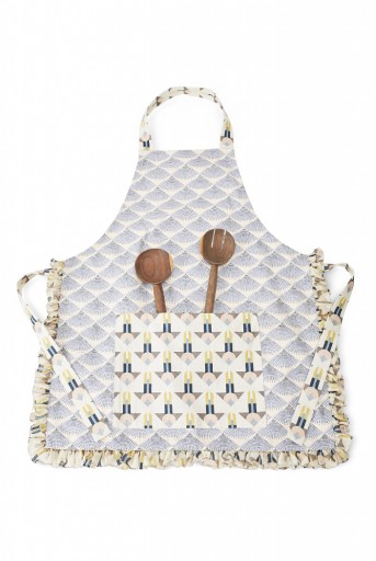 PS-AP0002  Blush and Cream Colour Printed Canvas Apron with Pouch