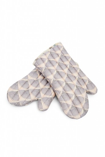 PS-MI0009  Blush Colour Printed Canvas Mittens With Cream Colour Printed Silkmul Piping