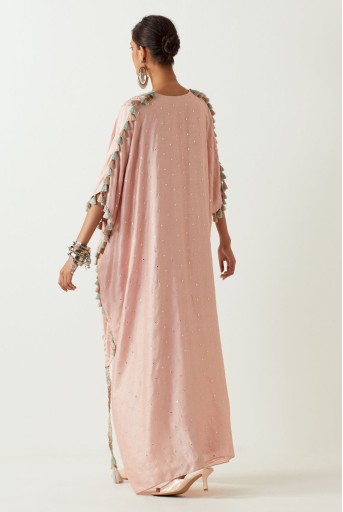 PS-KP0231-C  Blush Embroidered High Low Kurta With Jogger Pant
