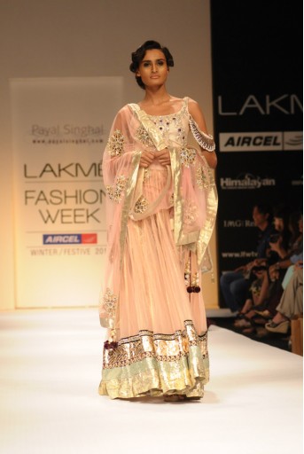PS-FW122 Blush Net Lehenga with Embroidered Bodysuit and Dupatta
