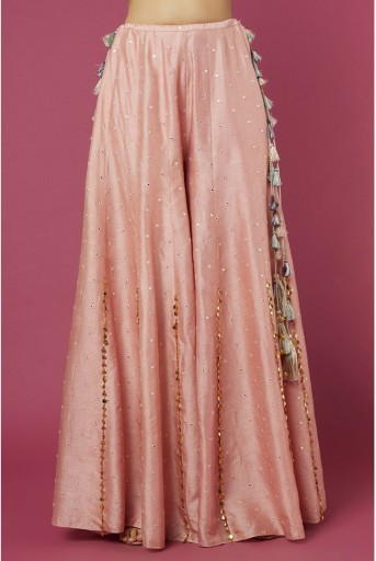 PS-CS0032-D  Blush Pink Georgette Embroidered Choli With Abla Silk Sharara