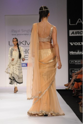 PS-FW164 Blush Tulle Tiered Saree with Choli