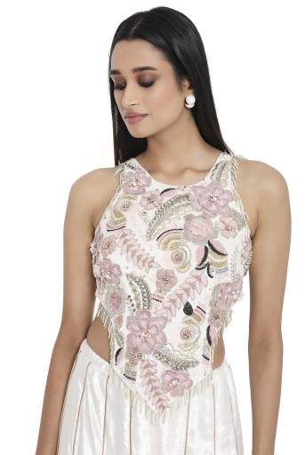 PS-CS0137-A  Bria Off White Embroidered Choli And Sharara