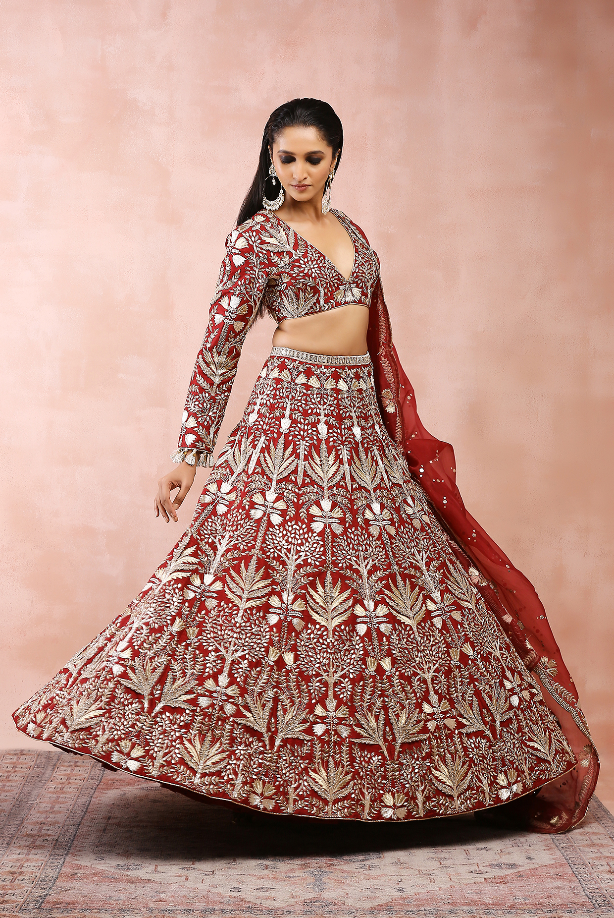 Dark Red Bridal Lehenga Sequins work net Lehenga Choli Wedding Dress Sari  Saree | eBay