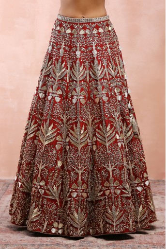 PS-LH0150  Dark Red Bagh Embroidered Choli With Lehenga And Dupatta