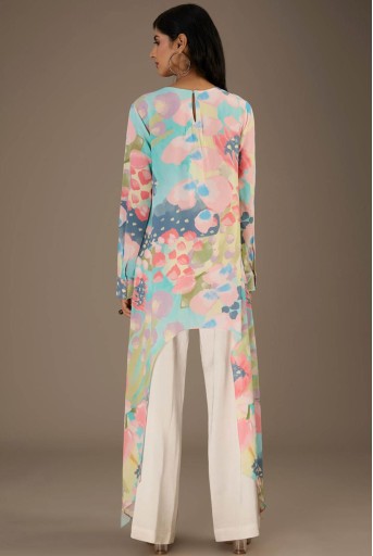 PS-TU1389-A  Euphoria Printed Crepe Tunic With Side Tail