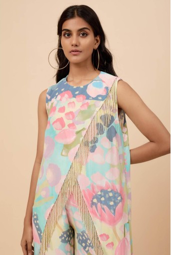 PS-KP0316-A  Euphoria Printed Kurta With Palazzo And Belt