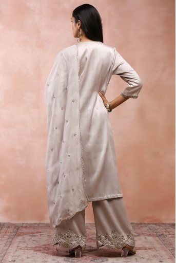 PS-KP0267-A  Grey Bagh Embriodered Kurta With Pant And Dupatta