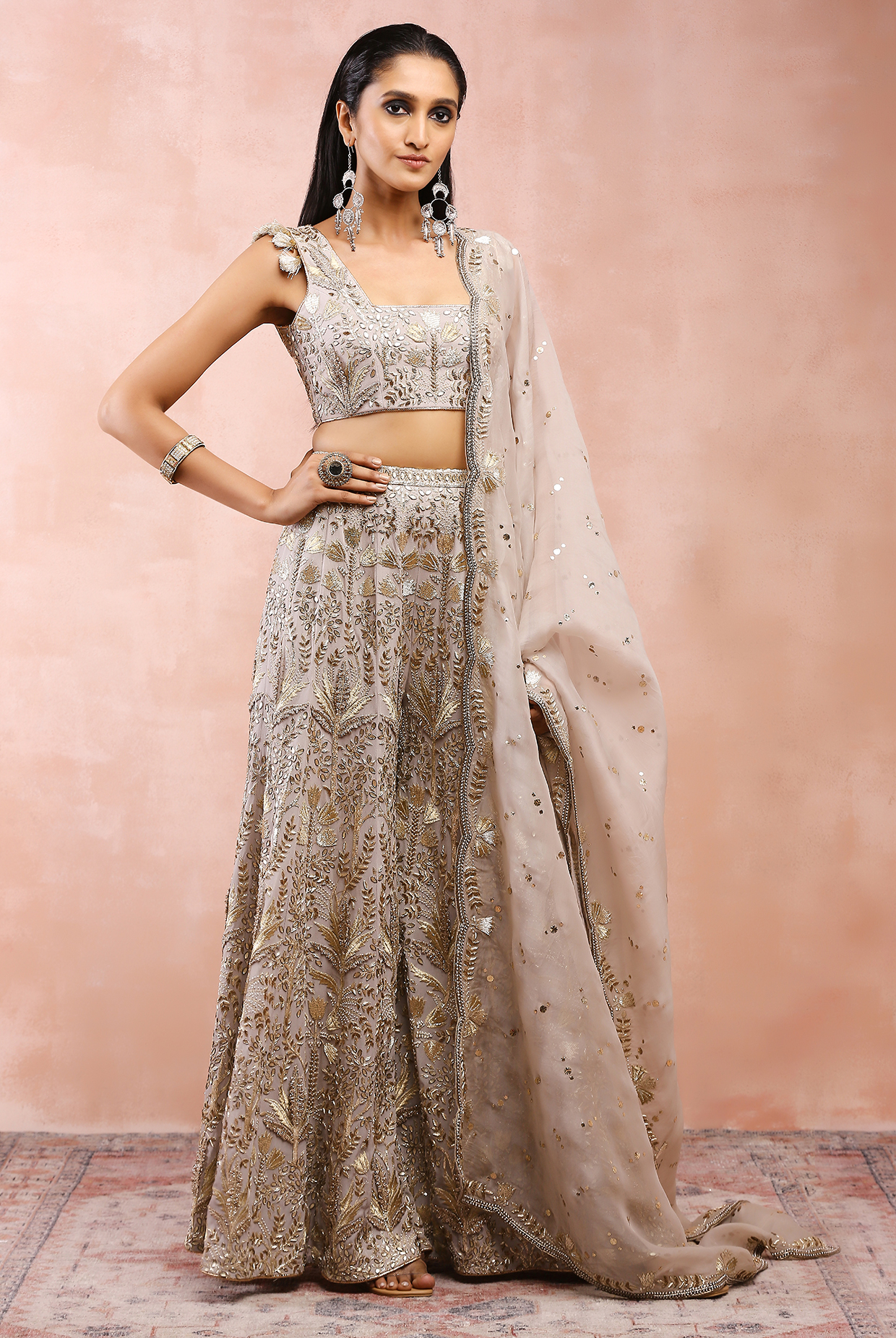 Pink Embroidered Lehenga Set Design by Suhino at Pernia's Pop Up Shop 2024