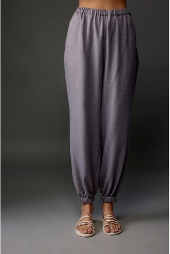 PS-PT0084-A-1  Grey Soft Linen Top And Jogger Pants