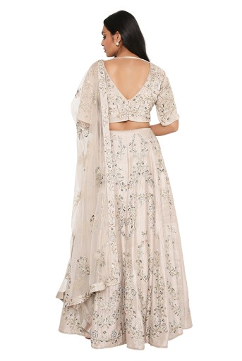 PS-LH0043  Grey Velvet Embroidered Choli With Lehenga And Net Dupatta