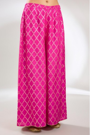 PS-KP0294-D  Hot Pink Embroidered Kurta With Pant And Embroidered Dupatta