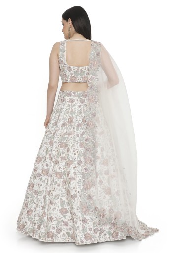 PS-LH0189  Ivory Embroidered Choli With Lehenga And Dupatta