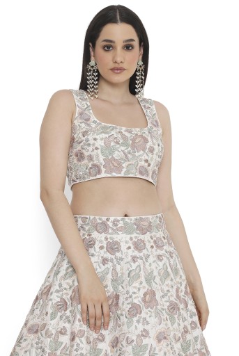 PS-LH0189  Ivory Embroidered Choli With Lehenga And Dupatta