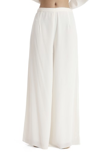 PS-KP0341  Ivory Embroidered Crepe Kaftan With Crepe Palazzo