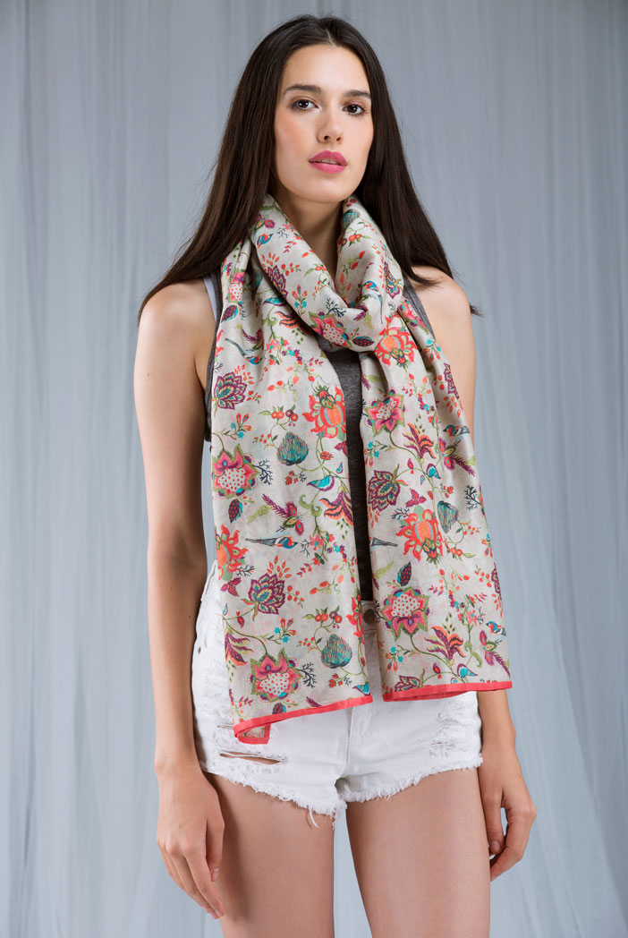 Buy FANCY PRINT KHAKI WOVEN SCARF for Women Online in India