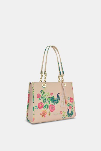 PS-HQFC1922022N4  Lavie X Payal Singhal Limited Edition Pink Anar Mor  Print Women's Box Tote Bag