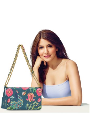 PS-SQFC1910043N3  Lavie X Payal Singhal Limited Edition Teal Anar Mor Print Women's Flap Sling bag