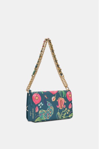 PS-SQFC1910043N3  Lavie X Payal Singhal Limited Edition Teal Anar Mor Print Women's Flap Sling bag
