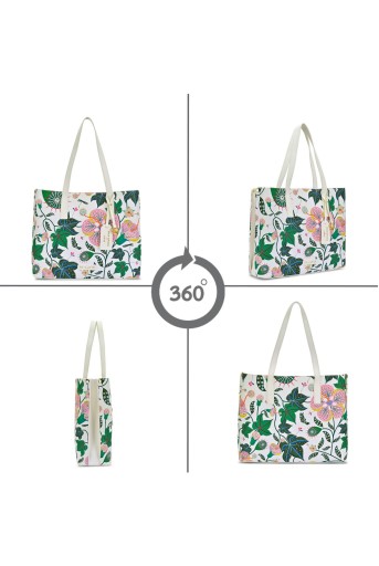 PS-HQFC1920021N4  Lavie X Payal Singhal Limited Edition White Abutilon 3C Women's Tote Bag