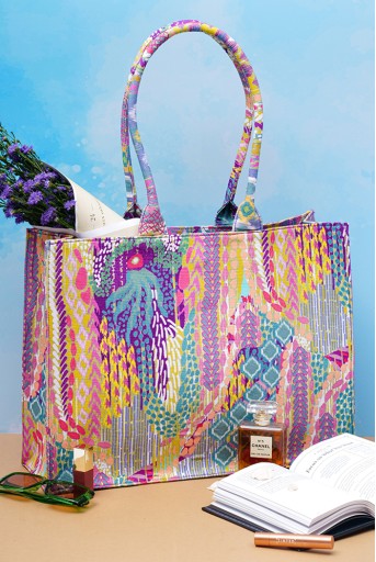 PS-BG0110  Lime African Multi colour Printed Canvas Tote Bag