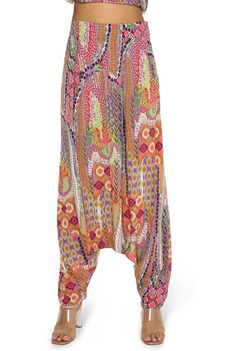 PS-TL0013  Maisha African Print Crepe High Low Top With Low Crotch Pants