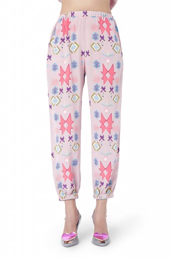 PS-FW787  Meher Pink Printed Crepe Top with Jogger Pant