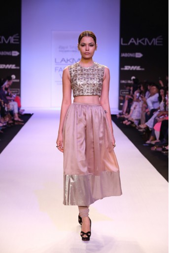 PS-FW237 Noelle Embroidered Choli with Mocha Silkmul Skirt with Soft Net Churidar