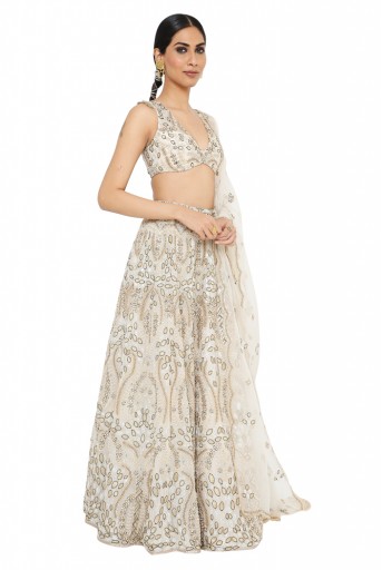 PS-LH0055 Aalaya Off White Colour Embroidered Choli With Lehenga And Dupatta