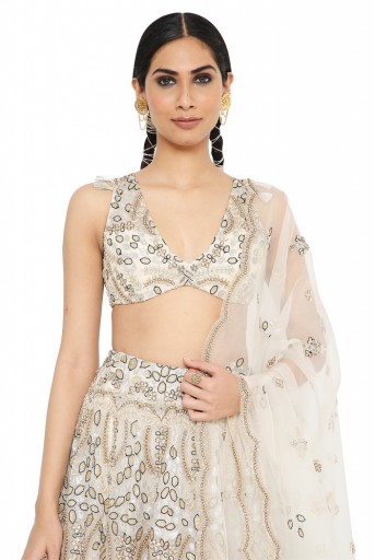 PS-LH0055 Aalaya Off White Colour Embroidered Choli With Lehenga And Dupatta