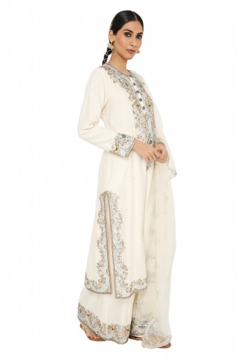 PS-KP0074 Inaya Off White Colour Embroidered Kurta With Palazzo And Dupatta