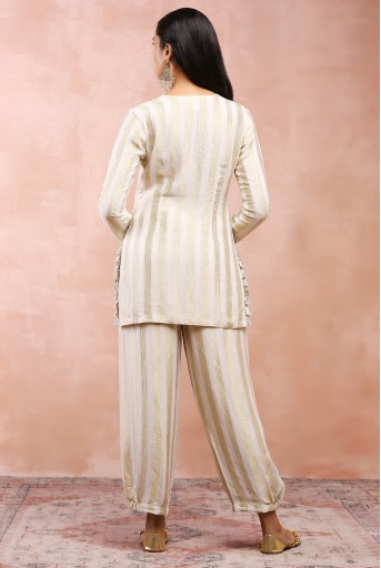 PS-KP0269  Off White Embroidered Kurta And Pant