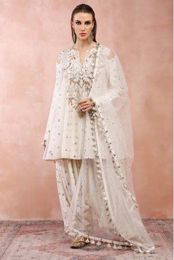 PS-KS0038  Off White Embroidered Kurta With Salwaar And Dupatta