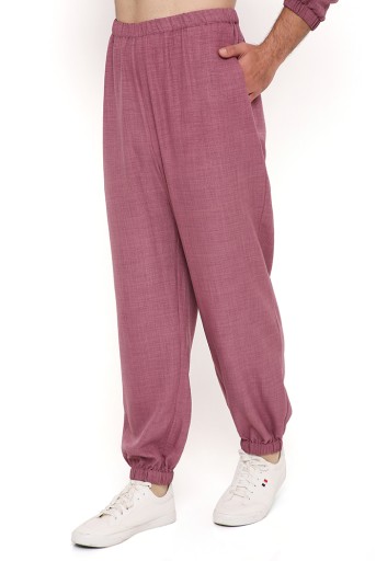 PS-MN391-A  Onion Pink Soft Linen Bomber Kurta With Jogger Pant