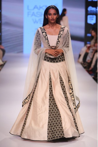PS-FW354 Parvaneh Stone and Black Silkmul Lehenga and Choli with Tulle Dupatta