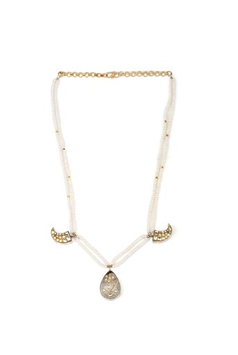 SBPS-N-9  Payal Singhal X Sangeeta Boochra Amira Silver Necklace with Pearl  Chain