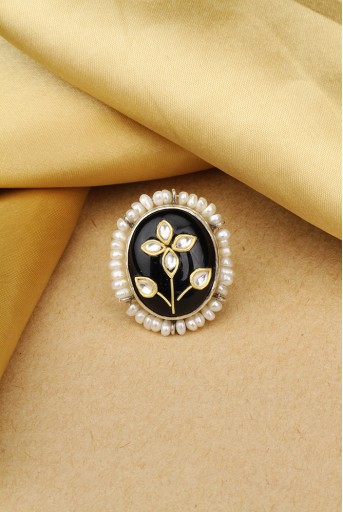 SBPS-R-8  Payal Singhal X Sangeeta Boochra Maryam Silver Ring with Pearls
