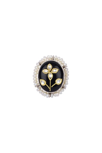 SBPS-R-8  Payal Singhal X Sangeeta Boochra Maryam Silver Ring with Pearls