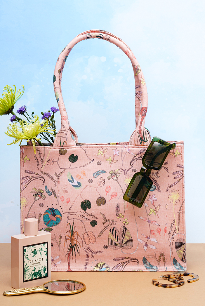 Peach Forest Print Canvas Small Tote Bag