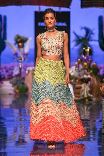 PS-FW673 Pia Stone georgette Back Tie-up Choli with Lehenga