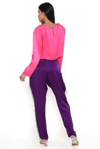 Lulus + Sights Set on Style Purple Satin Plisse Wide-Leg Tie-Front Pants