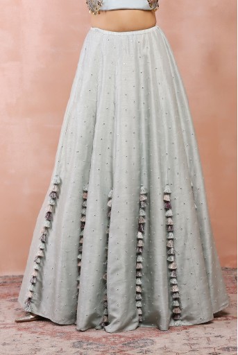 PS-LH0136  Powder Blue Applique Embroidered Choli With Lehenga