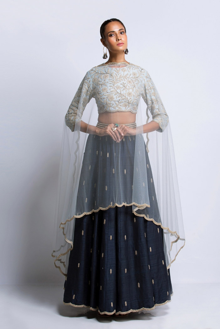 Buy Sabyasachi Style Grey-teal Blue Lehenga Choli With Embroidered Sequence  Work Wedding Lehenga Choli for Party Wear Lehenga Choli for Women Online in  India - Etsy
