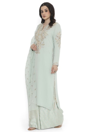 PS-KP0334-A  Powder Blue Embroidered Kurta With Pant And Dupatta