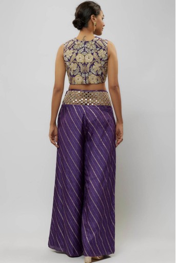 PS-CP0006-A  Purple Embroidered Choli With Palazzo