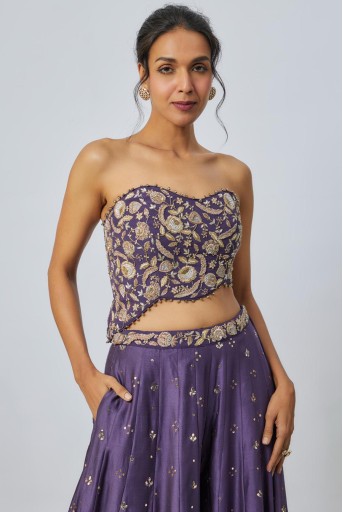 PS-CS0164-E  Purple Embroidered Choli With Sharara